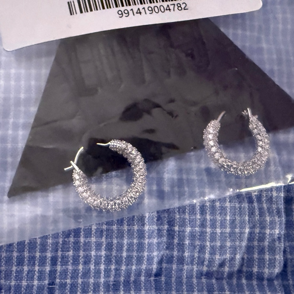 New! Luv AJ Pave Amalfi Huggie Earrings in silver